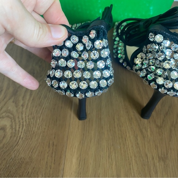 Bottega‎ Veneta Sparkle Stretch Lace-Up Sandal Heels Black 35.5/5.5 - Picture 8 of 10